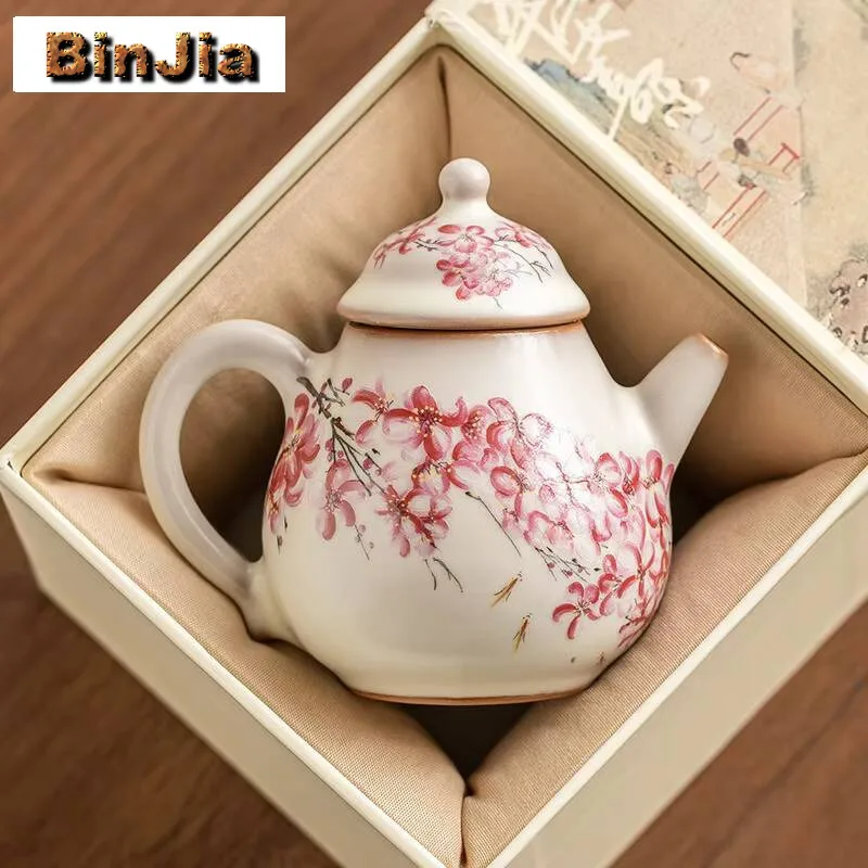 120Ml Aesthetic Lard Jelly Ru Kiln Pear Shaped Teapot Pink Fish Play Flowers Pot Tea Maker Kettle Puer Drinkware Collection
120Ml Aesthetic Lard Jelly Ru Kiln Pear Shaped Teapot Pink Fish Play Flowers Pot Tea Maker Kettle Puer Drinkware Collection