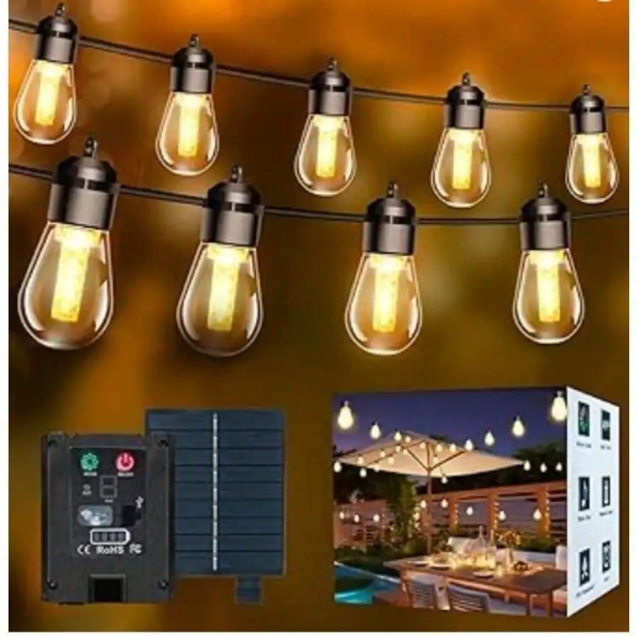 Solar String Lights, 34 Ft Solar String Light With 15 Waterproof LED Bulbs - Heavy Duty Outdoor Lights For Garden, Yard, And Deck In Warm White
Solar String Lights, 34 Ft Solar String Light With 15 Waterproof LED Bulbs - Heavy Duty Outdoor Lights For Garden, Yard, And Deck In Warm White