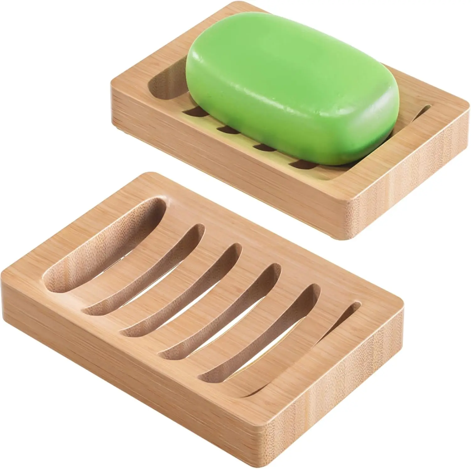 2 Pack Bamboo Soap Dish, Self Draining Soap Holder for Shower, Bathroom, Kitchen
2 Pack Bamboo Soap Dish, Self Draining Soap Holder for Shower, Bathroom, Kitchen