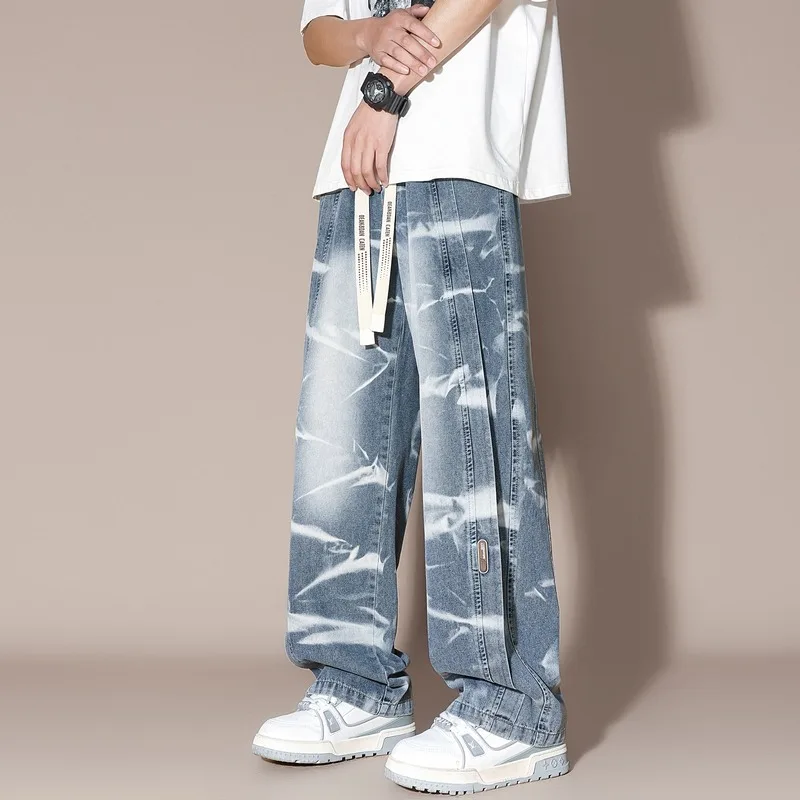 Loose Straight Cargo Jeans Men's New Stretch Waist Retro Blue Black Smoke Gray Jeans Fashion High Street Men's Pants
Loose Straight Cargo Jeans Men's New Stretch Waist Retro Blue Black Smoke Gray Jeans Fashion High Street Men's Pants