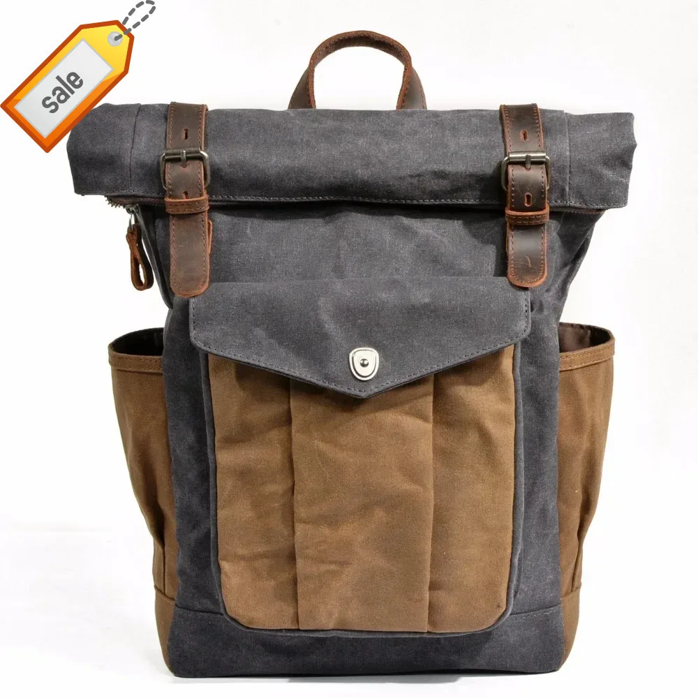 M166 New Vintage Oil Waxed Canvas Leather Backpack Large Capacity Teenager Traveling Waterproof Daypacks 14" Laptops Rucksack
M166 New Vintage Oil Waxed Canvas Leather Backpack Large Capacity Teenager Traveling Waterproof Daypacks 14" Laptops Rucksack