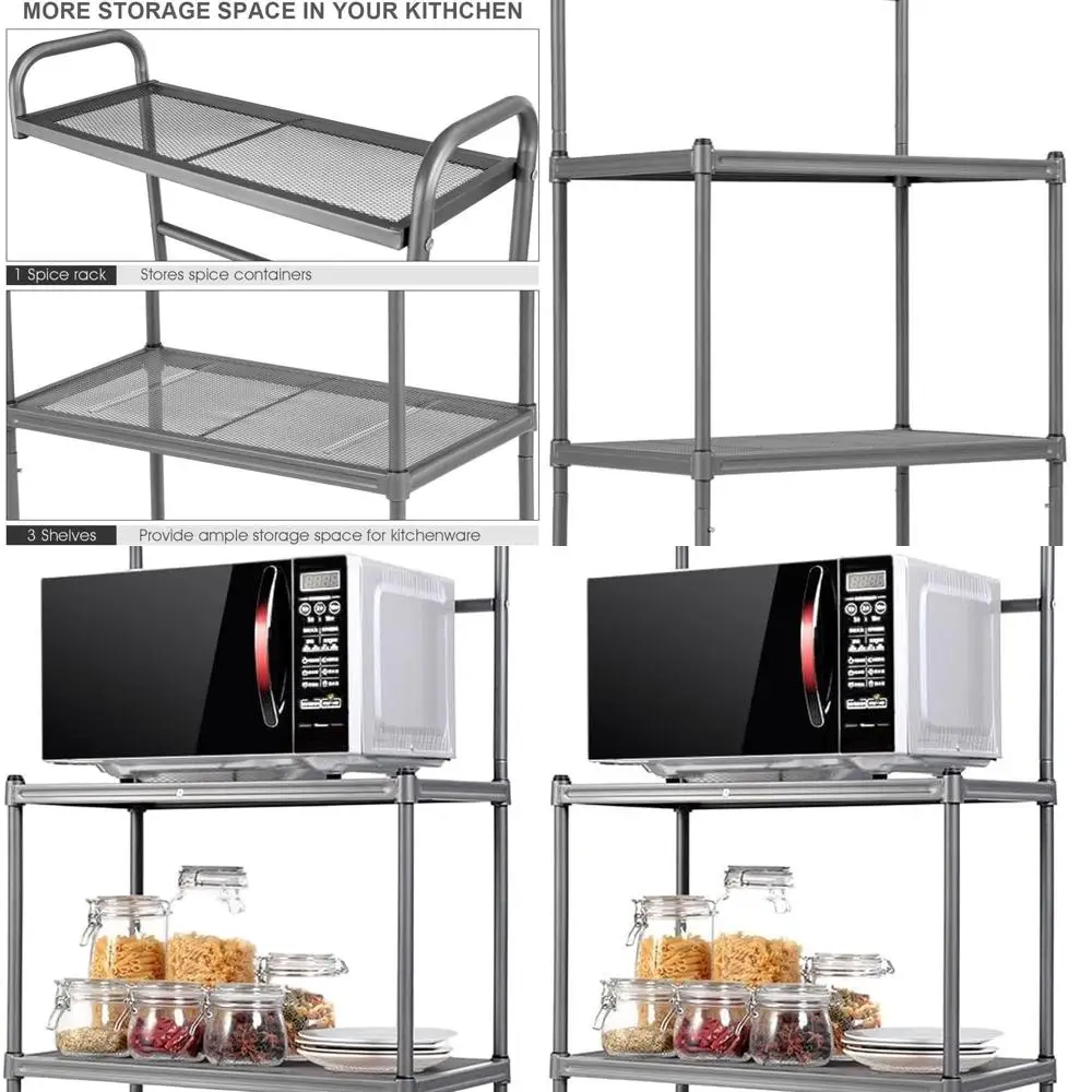 4-Tier Kitchen Storage Rack with Mesh Shelves, Microwave Oven Stand, 23.5L x 14W x 54H (Silver)
4-Tier Kitchen Storage Rack with Mesh Shelves, Microwave Oven Stand, 23.5L x 14W x 54H (Silver)