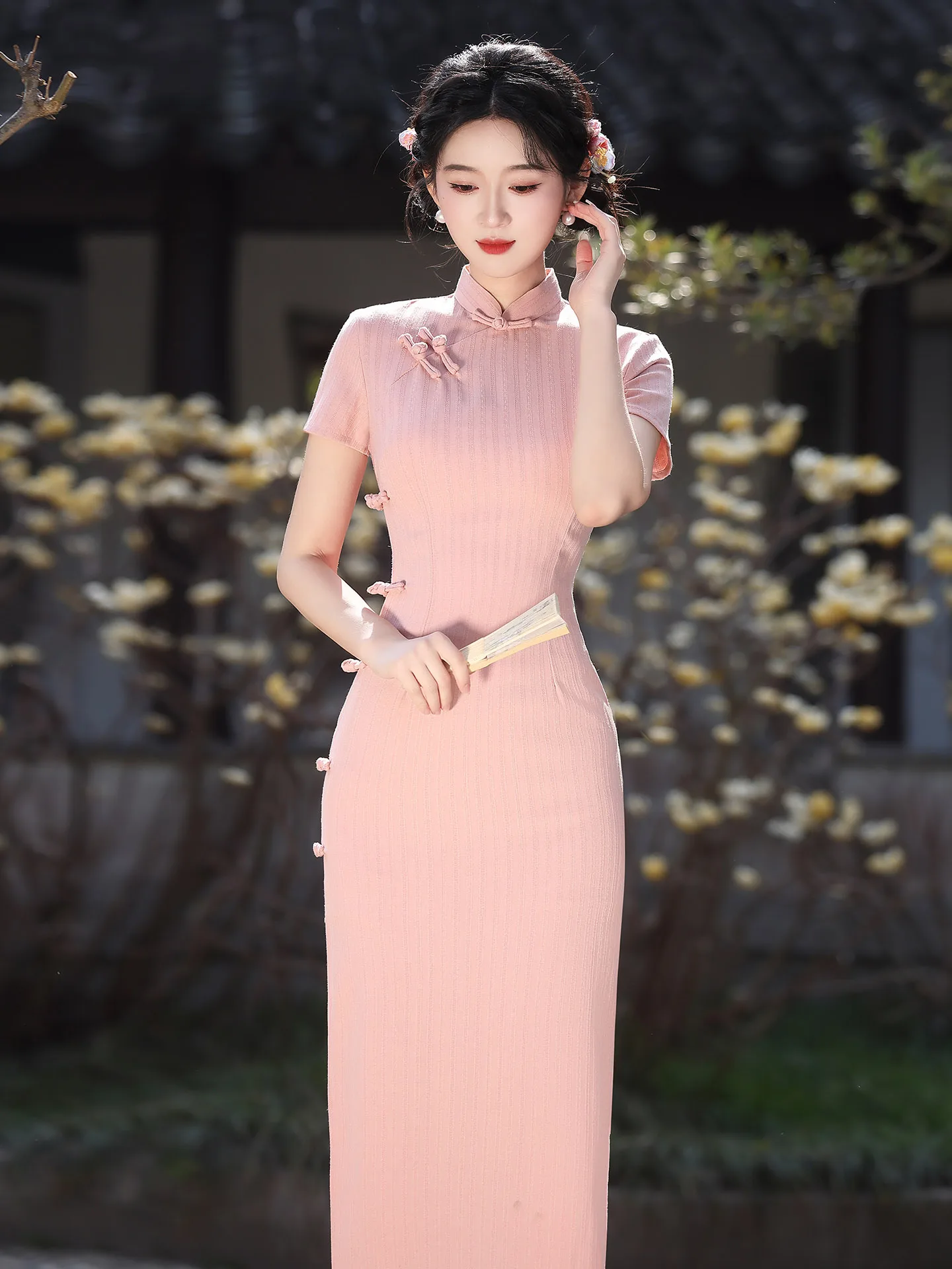 Pink Stripe Slimming Young Style Qipao Dress Elegant Personality Chinese New Style Summer Fashionable Casual Long Dress
Pink Stripe Slimming Young Style Qipao Dress Elegant Personality Chinese New Style Summer Fashionable Casual Long Dress