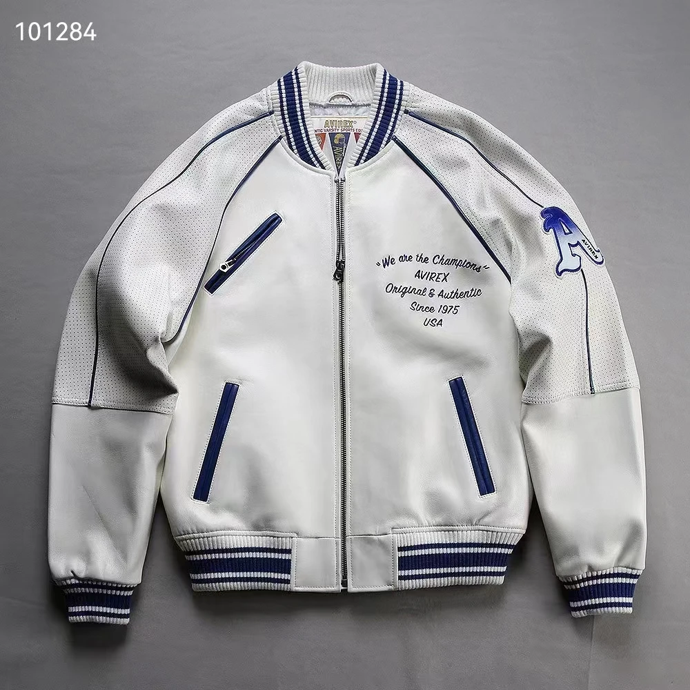 trend Varsity clothes Men's Genuine Leather Baseball Jacket Thickened French Sheepskin Autumn Winter Warm Avirex USA Size Coats
trend Varsity clothes Men's Genuine Leather Baseball Jacket Thickened French Sheepskin Autumn Winter Warm Avirex USA Size Coats