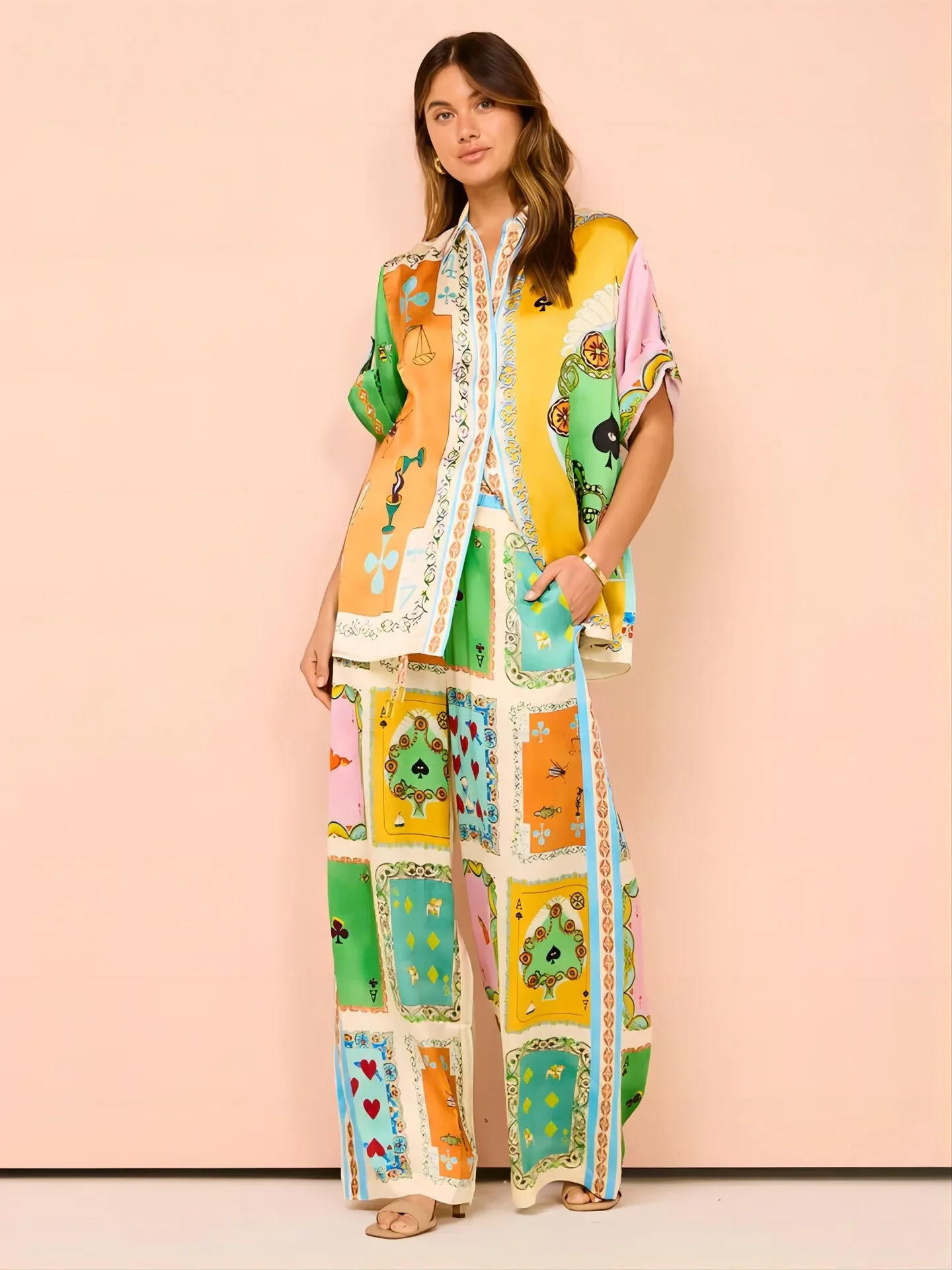 Женский комплект из 2 предметов с принтом, Свободная Повседневная рубашка с коротким рукавом и блузка, летний костюм для отпуска
Женский комплект из 2 предметов с принтом, Свободная Повседневная рубашка с коротким рукавом и блузка, летний костюм для отпуска