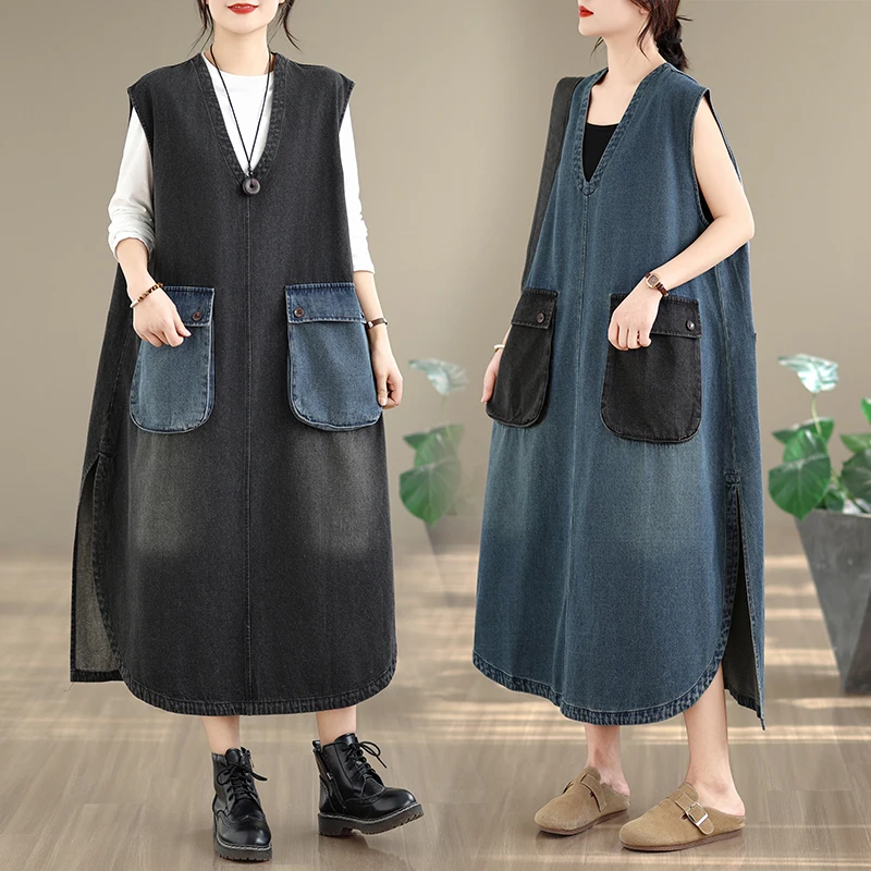 New Casual Mid-Length Washed Denim Skirt Women's Strap-On Dress plus Size Cotton Jeans Skirts High Waist Relaxed Fit
New Casual Mid-Length Washed Denim Skirt Women's Strap-On Dress plus Size Cotton Jeans Skirts High Waist Relaxed Fit