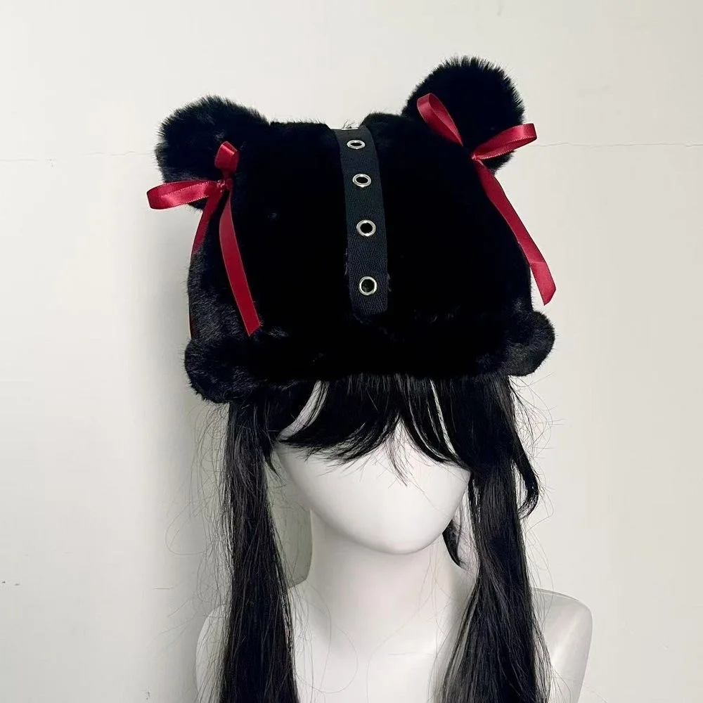 Fashion Punk Bear Ear Hat Bowknot Harajuku Gothic Fluffy Winter Women Y2k Cap Cute Japanese Black Bucket Hats
Fashion Punk Bear Ear Hat Bowknot Harajuku Gothic Fluffy Winter Women Y2k Cap Cute Japanese Black Bucket Hats