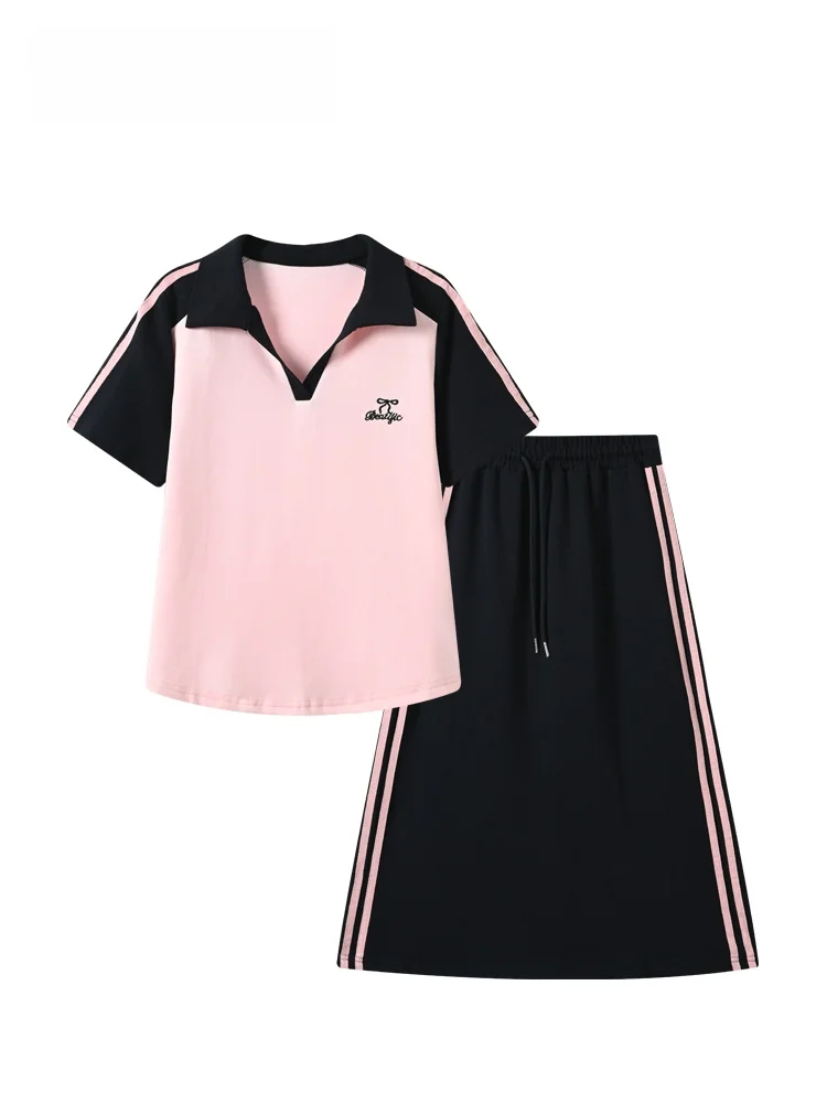 Summer New Style plus Size Women's T-Shirt And Midi Skirt Set Short Sleeve College Style Half Body Skirt Fashionable Ensemble
Summer New Style plus Size Women's T-Shirt And Midi Skirt Set Short Sleeve College Style Half Body Skirt Fashionable Ensemble