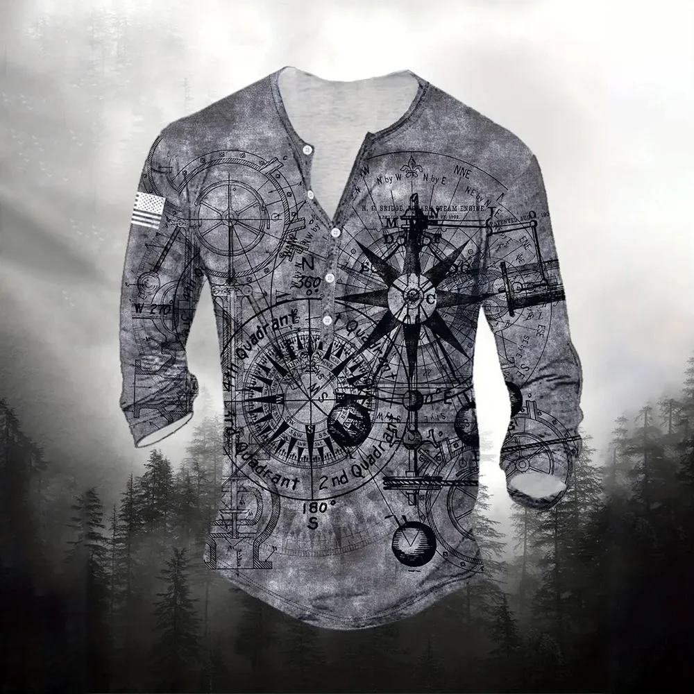 V-neck Dark Men's Henry Shirt New Retro 3D Printed Pattern Classic Punk Style Street Wear Autumn Men's Button Up Shirt Fashionab
V-neck Dark Men's Henry Shirt New Retro 3D Printed Pattern Classic Punk Style Street Wear Autumn Men's Button Up Shirt Fashionab