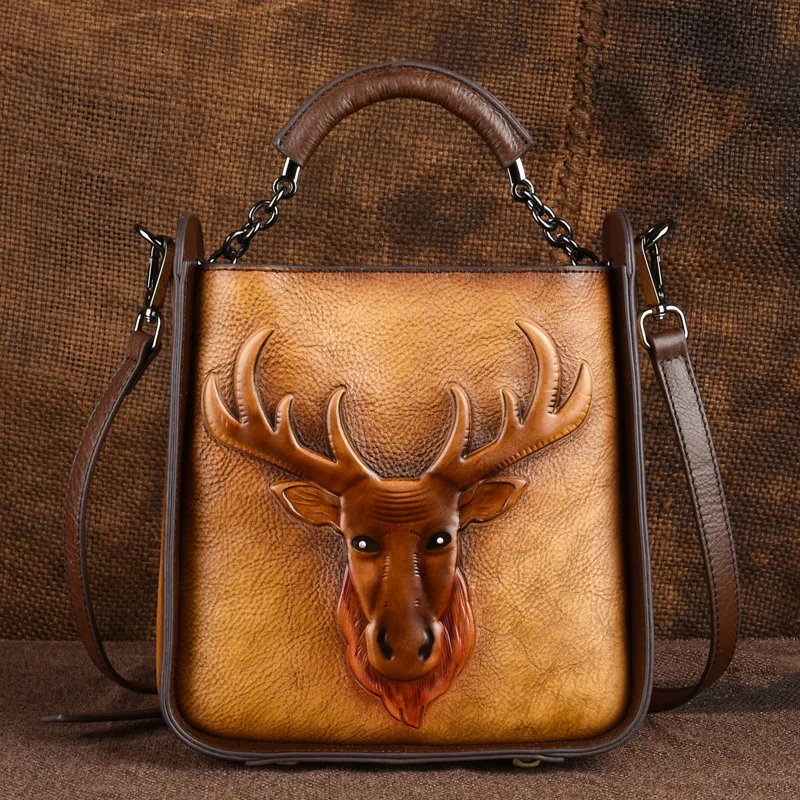 First-Layer Cowhide Genuine Leather Vintage Women's Bag with a High-End Feel, Fashionable and Trendy, Exported to Europe and America, Handbag, Crossbody Bag, Women's Bucket Bag
First-Layer Cowhide Genuine Leather Vintage Women's Bag with a High-End Feel, Fashionable and Trendy, Exported to Europe and America, Handbag, Crossbody Bag, Women's Bucket Bag