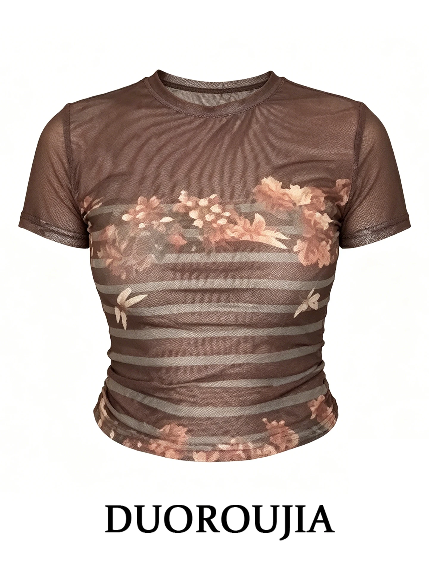 DUOR plus Size Retro Floral Print Mesh T-Shirt Women's Summer Short Sleeve round Neck Overhead Versatile Top Korean Style Hig...
DUOR plus Size Retro Floral Print Mesh T-Shirt Women's Summer Short Sleeve round Neck Overhead Versatile Top Korean Style Hig...