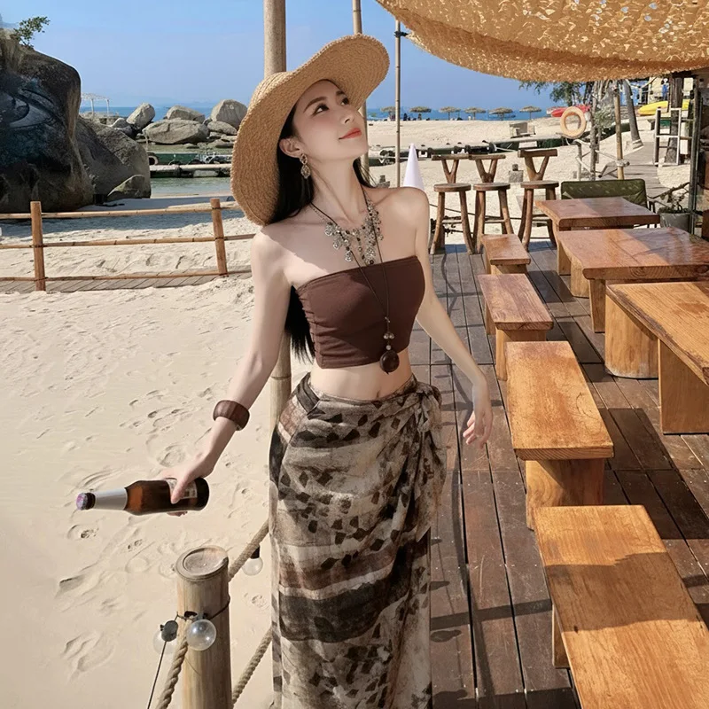 Women 3 Piece Tie Dye Strapless Bikini Set Irregular Wrap Skirt Summer Thailand Sanya Beach Vacation Tummy Control Slim Swimwear
Women 3 Piece Tie Dye Strapless Bikini Set Irregular Wrap Skirt Summer Thailand Sanya Beach Vacation Tummy Control Slim Swimwear