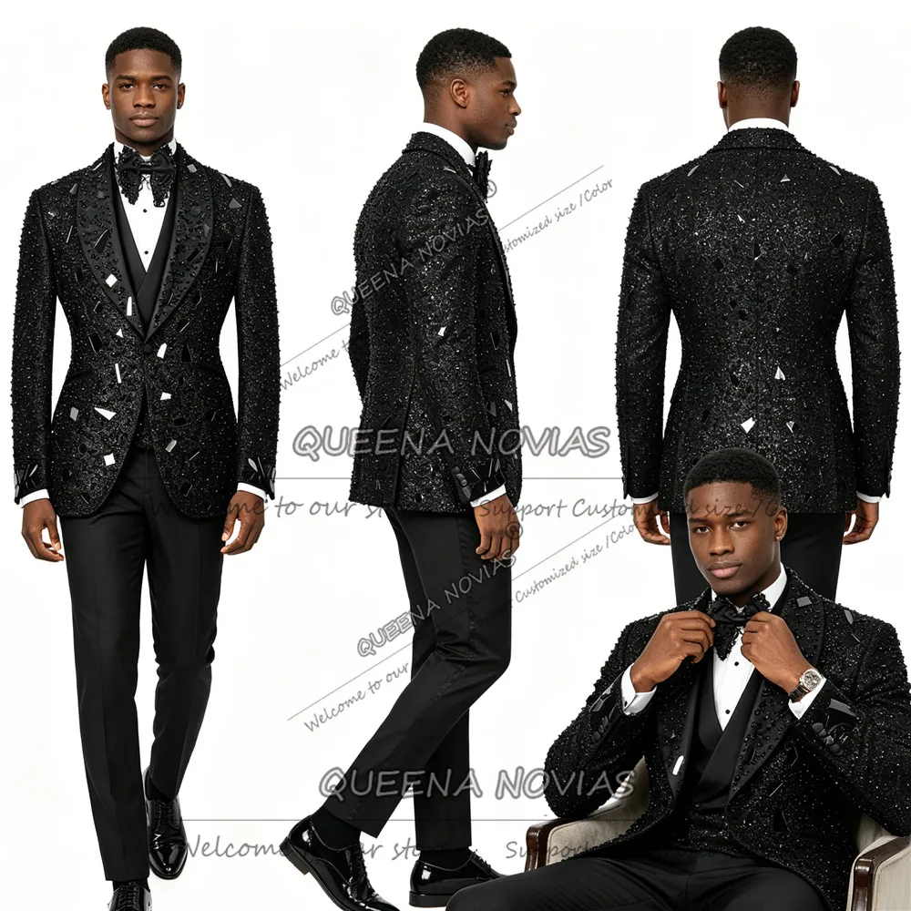 Exquisite Pearls Beaded Suits Men For Wedding Satin Shawl Lapel Prom Blazer Customized 3 Piece Sets Groom Tuxedo Slim Fit Outfit
Exquisite Pearls Beaded Suits Men For Wedding Satin Shawl Lapel Prom Blazer Customized 3 Piece Sets Groom Tuxedo Slim Fit Outfit
