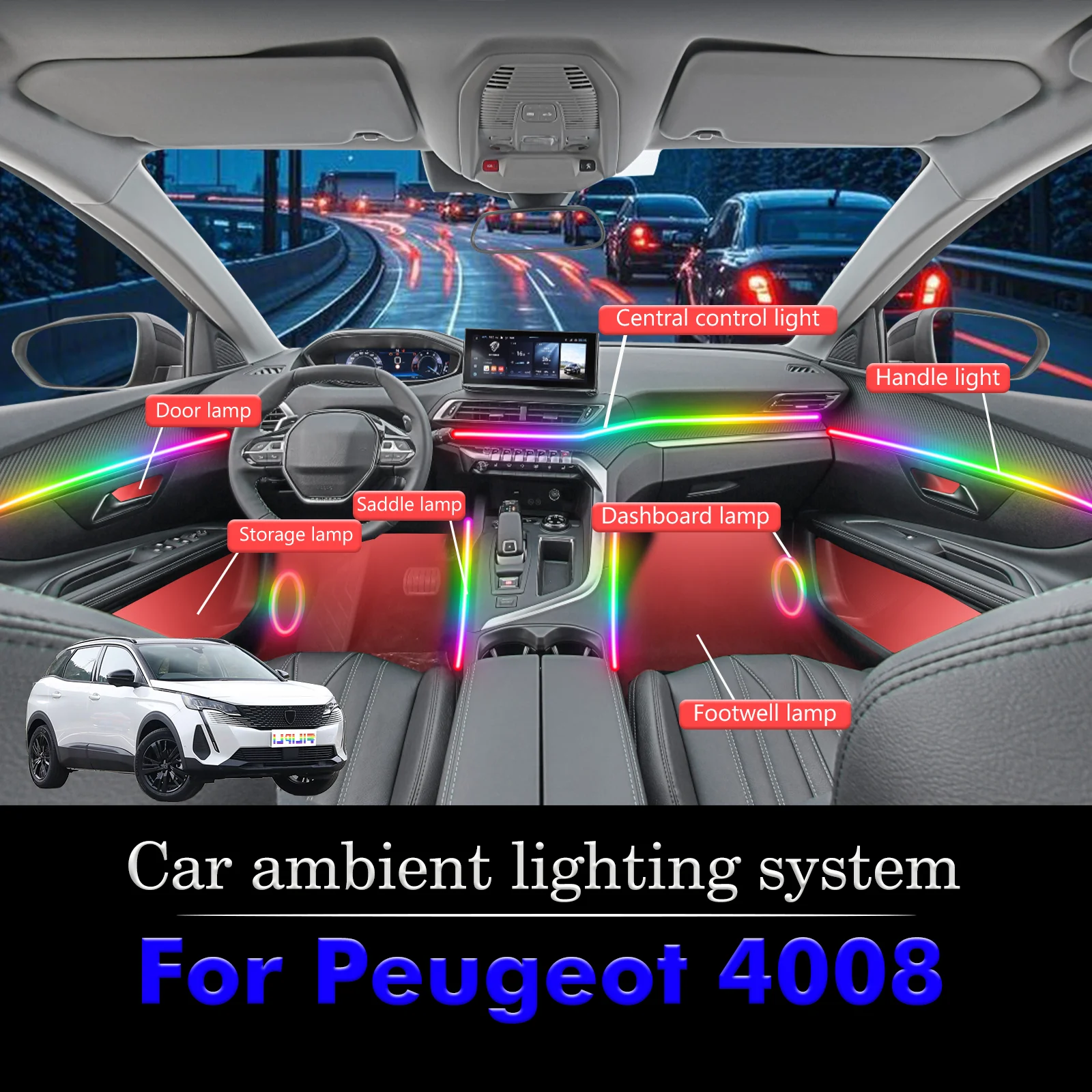 For Peugeot 4008 Car Interior Decorative Ambient Light RGB 64-Color LED Smart Remote Control Energy Saving Lamp Kit
For Peugeot 4008 Car Interior Decorative Ambient Light RGB 64-Color LED Smart Remote Control Energy Saving Lamp Kit