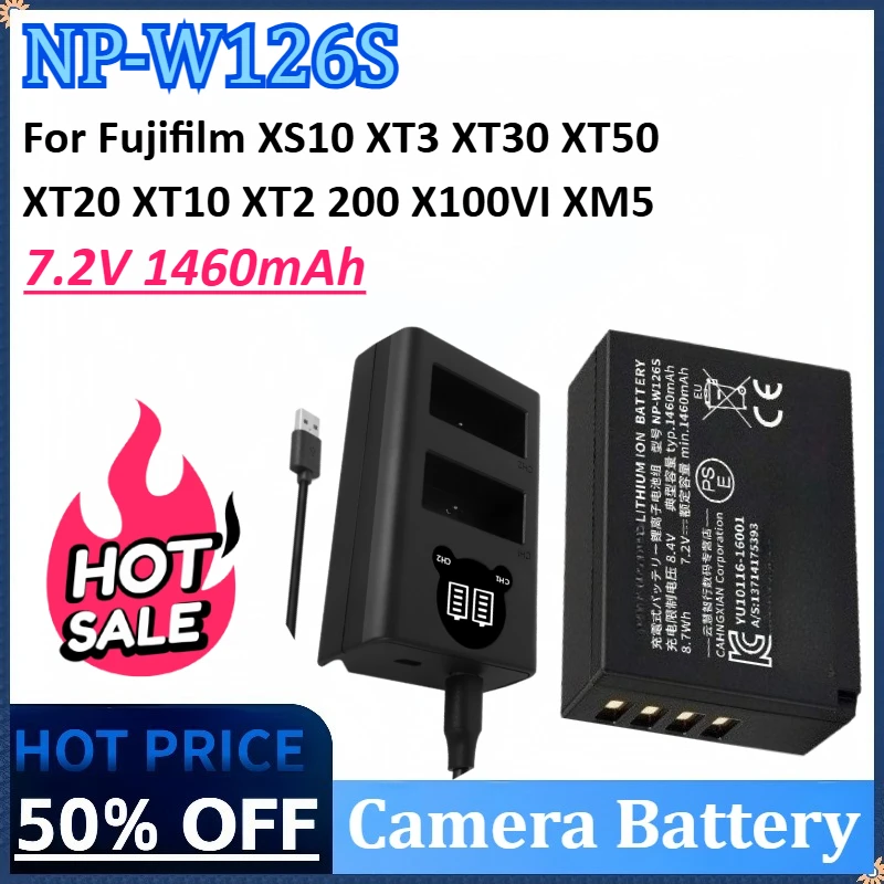 NP-W126S 7.2V 1460mAh Camera Battery with USB-C Fast Charging for Fujifilm XT30II XM5 X100VI X100V XS10 XT30 XT20 XE4 A5 Cameras
NP-W126S 7.2V 1460mAh Camera Battery with USB-C Fast Charging for Fujifilm XT30II XM5 X100VI X100V XS10 XT30 XT20 XE4 A5 Cameras