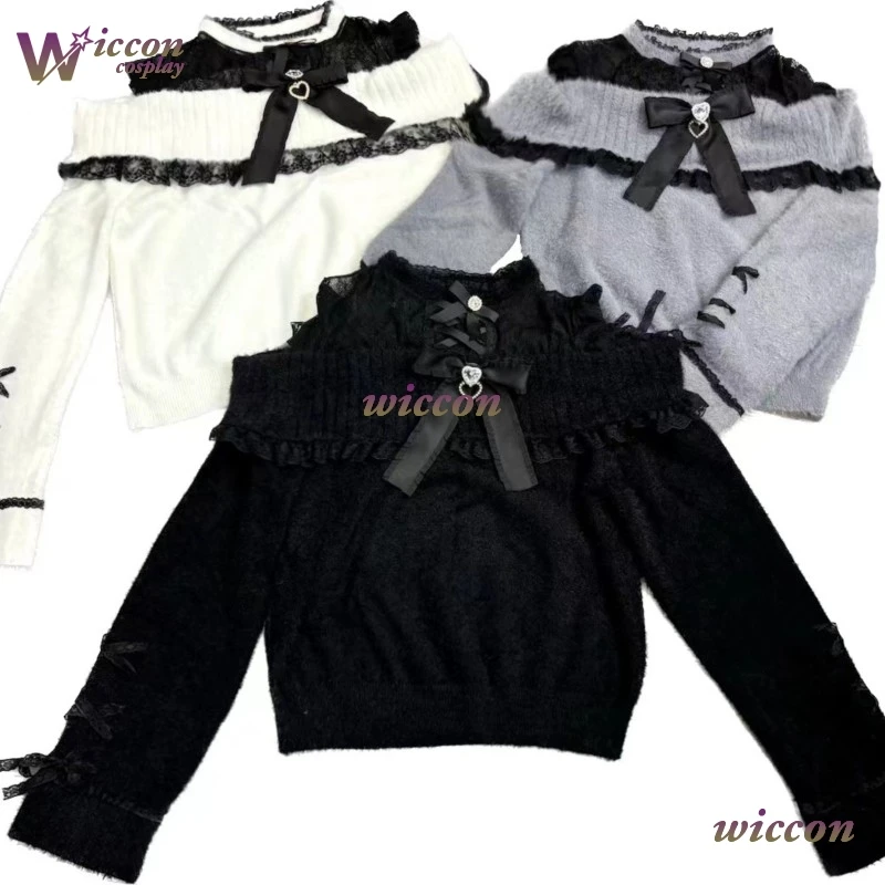 WuHu Vintage Sweet Lolita Style Knitted Pullover Autumn Girls Off Shoulder Lace Ruffles Bow Sweater Women Harajuku Knitwear Tops
WuHu Vintage Sweet Lolita Style Knitted Pullover Autumn Girls Off Shoulder Lace Ruffles Bow Sweater Women Harajuku Knitwear Tops