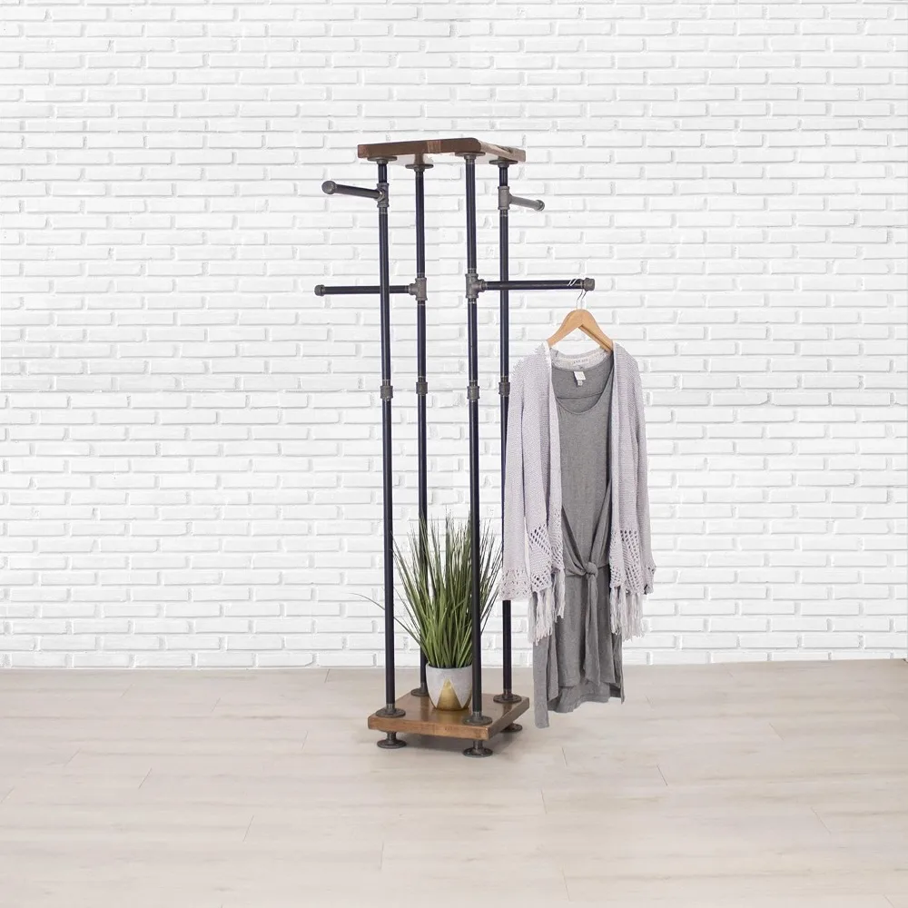 Industrial Pipe and Wood Clothes Rack 4-Way, Garment Rack, Clothing Rack, Closet Organizer, Clothing Storage and Display
Industrial Pipe and Wood Clothes Rack 4-Way, Garment Rack, Clothing Rack, Closet Organizer, Clothing Storage and Display