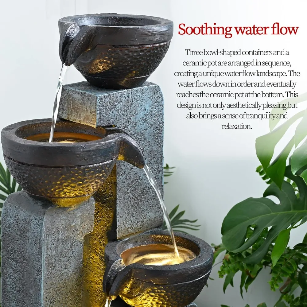 40" Inch Water Fountain Outdoor&Indoor 4-Tiers Large Outdoor Patio Decor Gray Garden Water Fountain for Outside, Customized
40" Inch Water Fountain Outdoor&Indoor 4-Tiers Large Outdoor Patio Decor Gray Garden Water Fountain for Outside, Customized