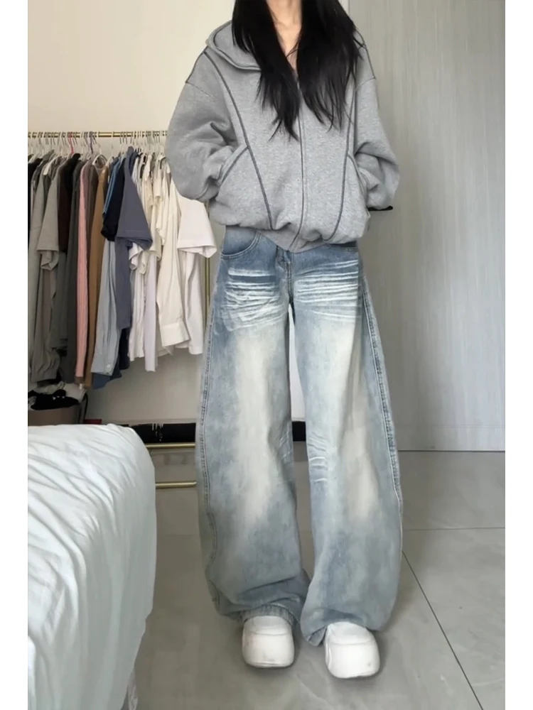 Обычные джинсовые брюки с завышенной талией, уличный дизайн, свободные широкие брюки, женские и мужские повседневные удобные винтажные синие джинсы
Обычные джинсовые брюки с завышенной талией, уличный дизайн, свободные широкие брюки, женские и мужские повседневные удобные винтажные синие джинсы