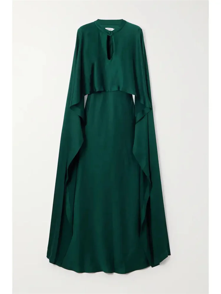 New Long Draped Cape Sleeves Satin Halter Neck Structured Bodice Evening Dress Elegant Concealed Back Zipper Fastening Gown 2024
New Long Draped Cape Sleeves Satin Halter Neck Structured Bodice Evening Dress Elegant Concealed Back Zipper Fastening Gown 2024