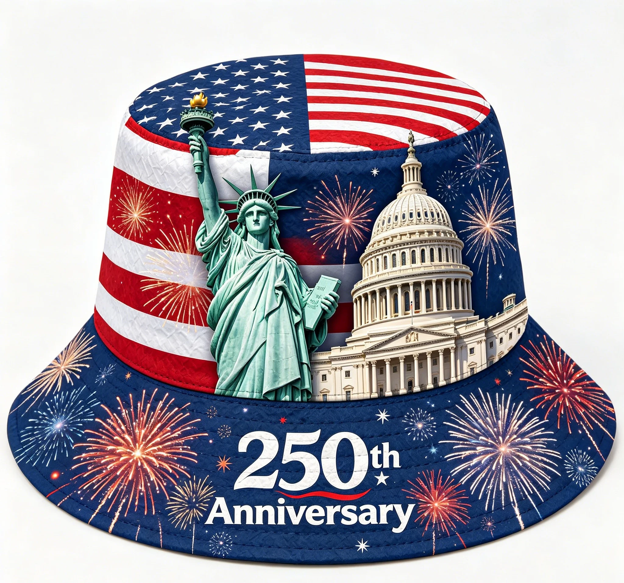 2026 USA 250th Anniversary 3D Print Bucket Hat, One Size Patriotic Style with Liberty and Capitol Print
2026 USA 250th Anniversary 3D Print Bucket Hat, One Size Patriotic Style with Liberty and Capitol Print