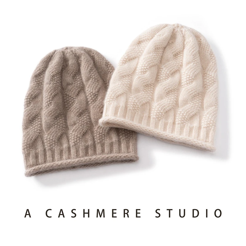 Women's Thickened Three Needle Cashmere Knitting Hat 100% Pure Goat Cashmere Fashion Twist Steam Roll Edge Winter Warm Hat
Women's Thickened Three Needle Cashmere Knitting Hat 100% Pure Goat Cashmere Fashion Twist Steam Roll Edge Winter Warm Hat