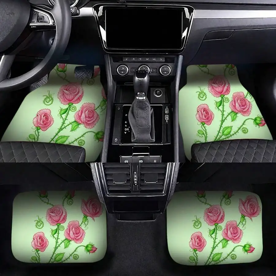 4-Piece Car Floor Mats With Pink Rose Print, Polyester Fiber, Universal Fit For Interior Decoration
4-Piece Car Floor Mats With Pink Rose Print, Polyester Fiber, Universal Fit For Interior Decoration