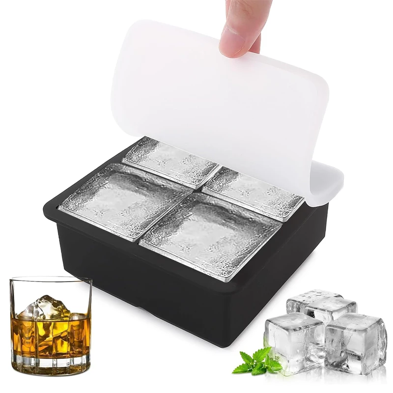 4Grid Silicone Large Ice Molds 2 Inch Big Ice Cube Trays with Removable Lid Stackable Flexible Ice Cube Tray Ice Maker Ice Cube
4Grid Silicone Large Ice Molds 2 Inch Big Ice Cube Trays with Removable Lid Stackable Flexible Ice Cube Tray Ice Maker Ice Cube