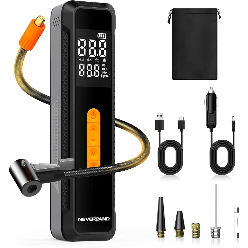 Neverland Tire Inflator Portable Air Compressor - with High Capacity Battery, 150 PSI Air Pump for Car Tires, Electric Bike Tire
Neverland Tire Inflator Portable Air Compressor - with High Capacity Battery, 150 PSI Air Pump for Car Tires, Electric Bike Tire