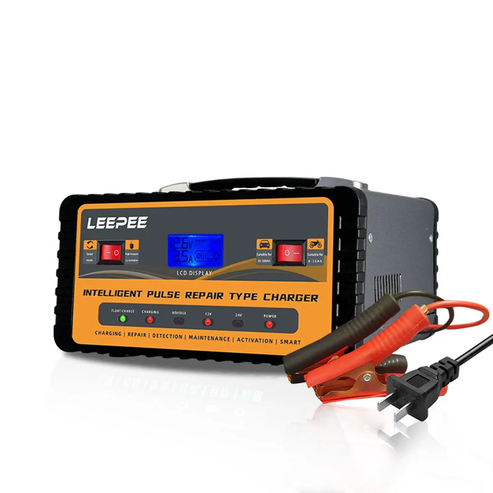 Вилка ЕС/США, интеллектуальный импульсный ремонт, цифровой ЖК-дисплей, 12 В, 24 В, 300 Ач, автомобильное зарядное устройство, автоматическая остановка
Вилка ЕС/США, интеллектуальный импульсный ремонт, цифровой ЖК-дисплей, 12 В, 24 В, 300 Ач, автомобильное зарядное устройство, автоматическая остановка