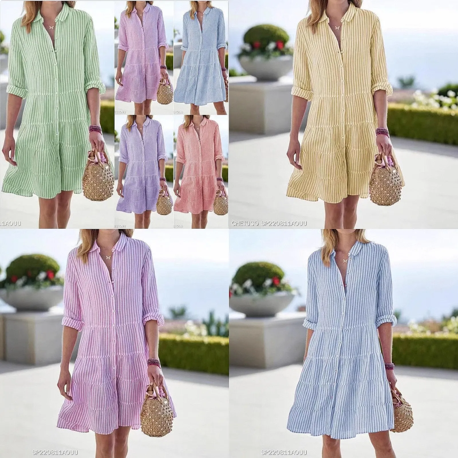 Women's Stripe Shirt Dress Long Sleeve Fall Dress Blouse Top Dresses Jumpsuits Matching Set
Women's Stripe Shirt Dress Long Sleeve Fall Dress Blouse Top Dresses Jumpsuits Matching Set