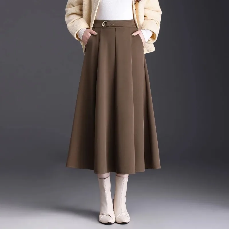 Весенне-осенняя элитная юбка с карманами, новая утягивающая плиссированная длинная юбка средней длины с высокой талией для женщин
Весенне-осенняя элитная юбка с карманами, новая утягивающая плиссированная длинная юбка средней длины с высокой талией для женщин