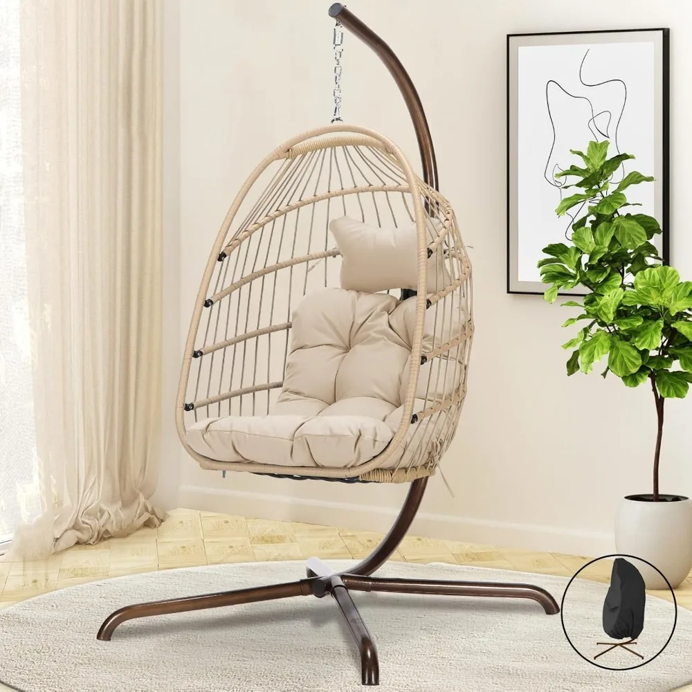 Swing Egg Chair with Stand Indoor Outdoor Wicker Rattan Patio Basket Hanging Chair with UV Resistant Cushions 350lbs Capacity fo
Swing Egg Chair with Stand Indoor Outdoor Wicker Rattan Patio Basket Hanging Chair with UV Resistant Cushions 350lbs Capacity fo