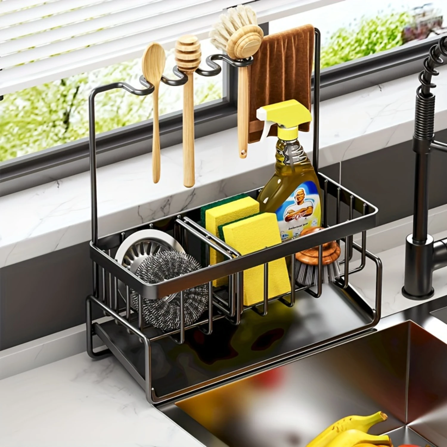 1pc Stainless Steel Sink Caddy with Dishcloth Holder - Kitchen Countertop Organizer for Sponge, Dish Soap, Brushes, and Rags - C
1pc Stainless Steel Sink Caddy with Dishcloth Holder - Kitchen Countertop Organizer for Sponge, Dish Soap, Brushes, and Rags - C