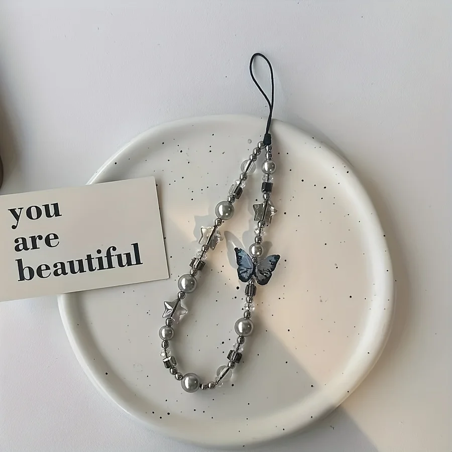 1pc Star Butterfly Bead Phone Chain Pendant High Aesthetic Sweet Fashion Niche Valve Cap Phone Chain, Bag Charm, CCD Earphone Pe
1pc Star Butterfly Bead Phone Chain Pendant High Aesthetic Sweet Fashion Niche Valve Cap Phone Chain, Bag Charm, CCD Earphone Pe