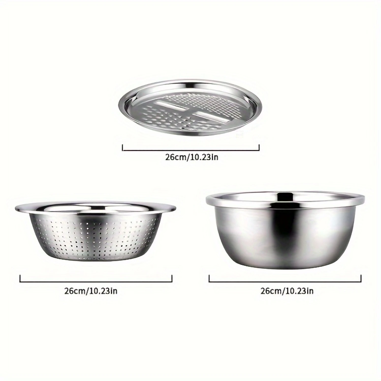 Stainless Steel Colander & Slicer Set - Kitchen Accessories, Round Grater, Strainer Bowl & Rice Washer, Multifunctional Fruit &
Stainless Steel Colander & Slicer Set - Kitchen Accessories, Round Grater, Strainer Bowl & Rice Washer, Multifunctional Fruit &