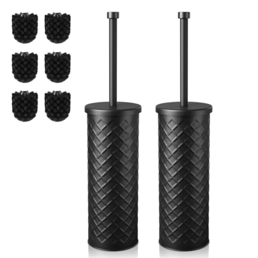 Toilet Bowl Brush and Holder Set 2 Pack with 4 Extra Brush Heads Extra Long Handle with Splash Guard Cover, Tool-Free Installat
Toilet Bowl Brush and Holder Set 2 Pack with 4 Extra Brush Heads Extra Long Handle with Splash Guard Cover, Tool-Free Installat