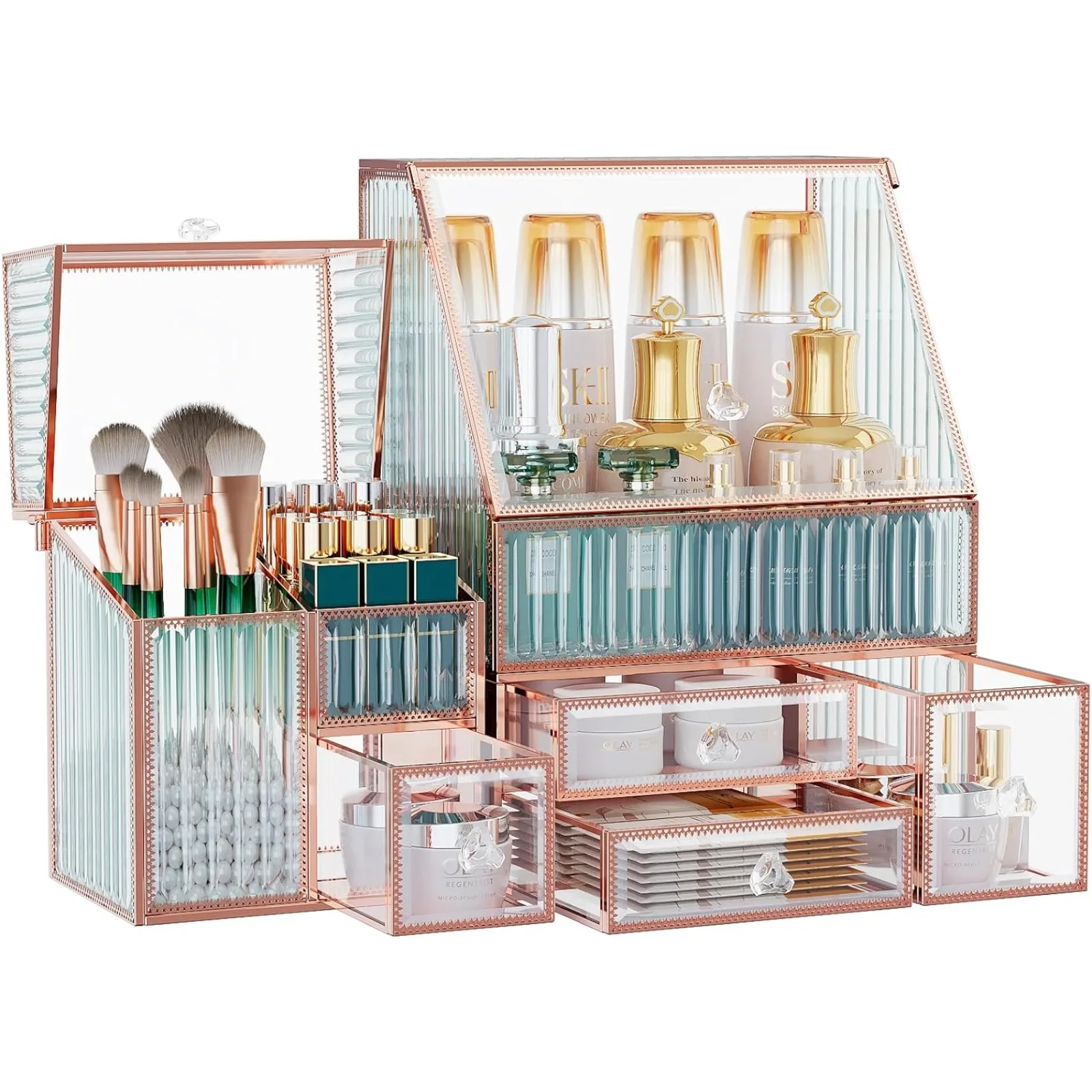 Tempered Glass Makeup Organizer, Countertop, Multi-Functional, Cosmetic Organizer for Skincare, 3 in 1
Tempered Glass Makeup Organizer, Countertop, Multi-Functional, Cosmetic Organizer for Skincare, 3 in 1