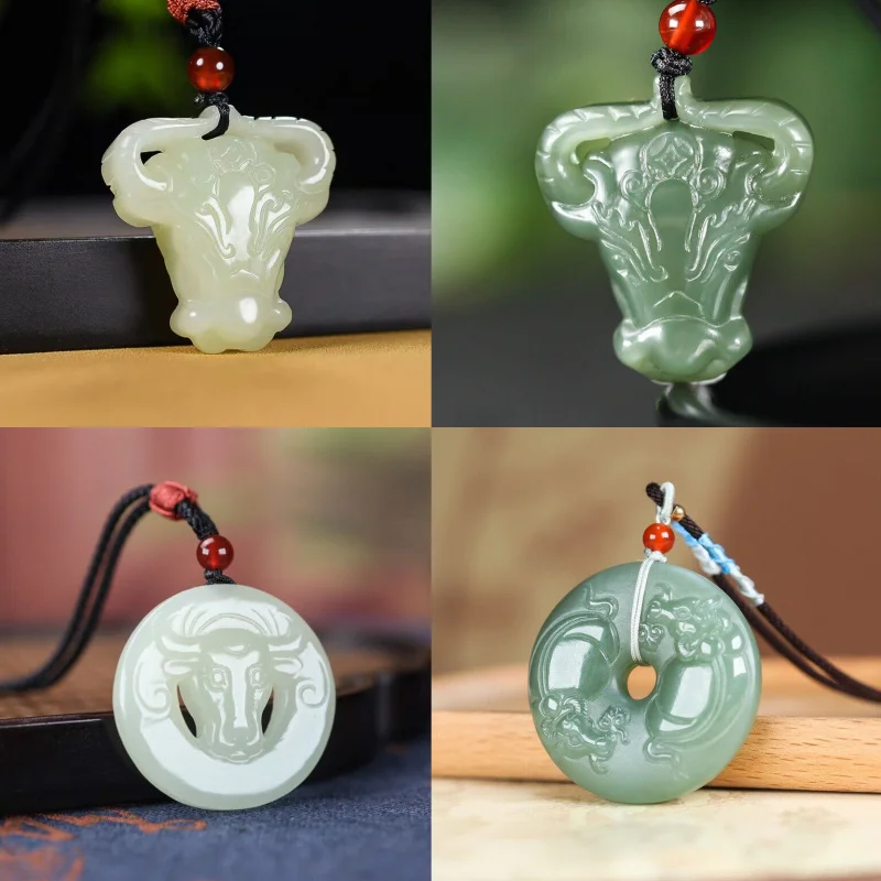 Lake and Tianyu green-white , zodiac ox charm, fortune-turning ornament, jade pendant, ox
Lake and Tianyu green-white , zodiac ox charm, fortune-turning ornament, jade pendant, ox