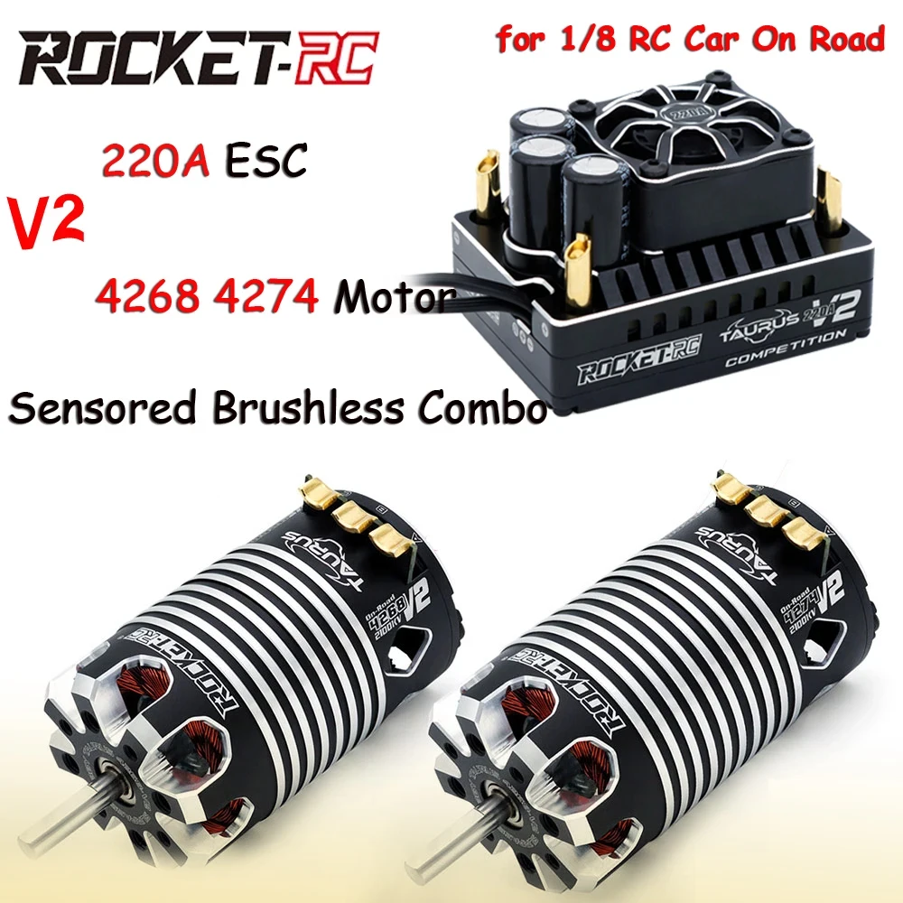 ROCKET-RC V2 220A ESC w/ 4274 4268 Motor Sensored Brushless Combo Set for 1/8 RC Car Monster Truck Buggy On-Road Racing Car
ROCKET-RC V2 220A ESC w/ 4274 4268 Motor Sensored Brushless Combo Set for 1/8 RC Car Monster Truck Buggy On-Road Racing Car
