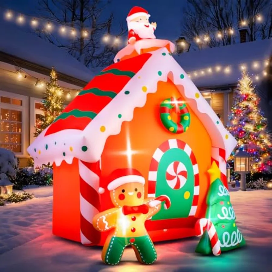7.5 FT Tall Christmas Inflatables Gingerbread House Built-in LED Lights Blow Up Christmas Decor for Xmas Party Holiday Outdoor
7.5 FT Tall Christmas Inflatables Gingerbread House Built-in LED Lights Blow Up Christmas Decor for Xmas Party Holiday Outdoor