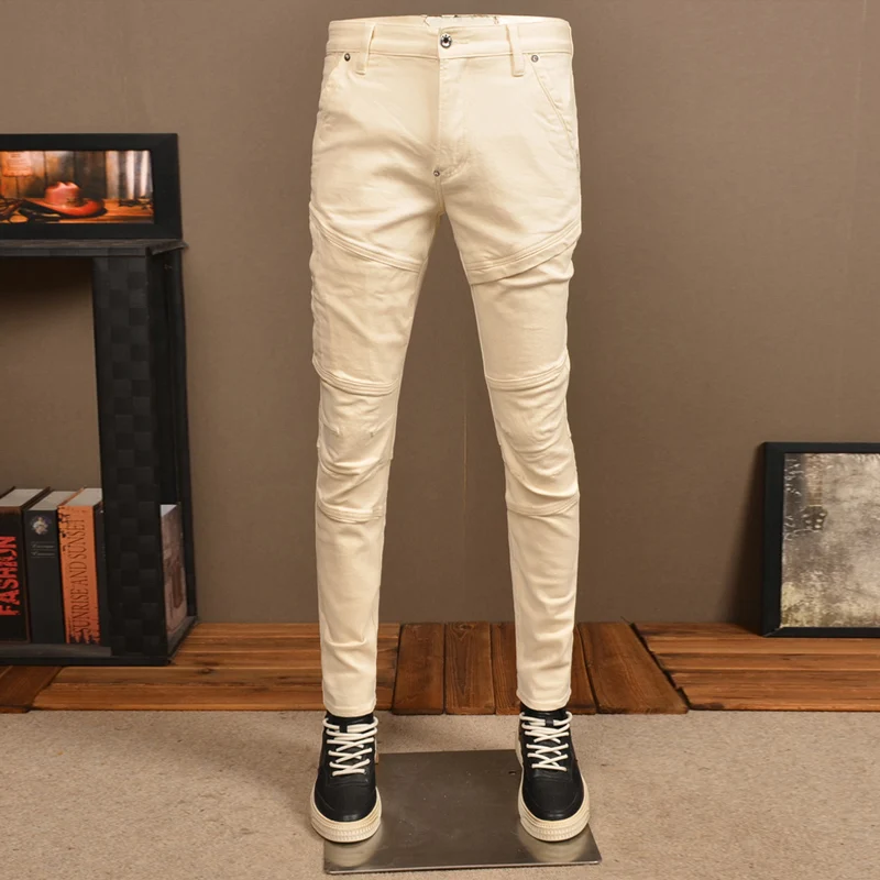 Streetwear Fashion Men Jeans White Stretch Slim Fit Patched Designer Biker Jeans Men Spliced Elastic Hip Hop Denim Pants Hombre
Streetwear Fashion Men Jeans White Stretch Slim Fit Patched Designer Biker Jeans Men Spliced Elastic Hip Hop Denim Pants Hombre