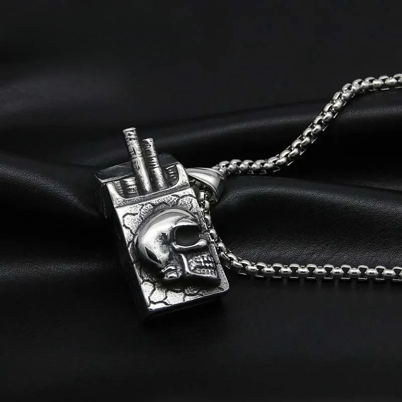 American Style Retro Silver Color Fine Carved Skull Cigarette Box Pendant Necklace Men Rock Hip Hop Happy Party Jewelry Necklace
American Style Retro Silver Color Fine Carved Skull Cigarette Box Pendant Necklace Men Rock Hip Hop Happy Party Jewelry Necklace