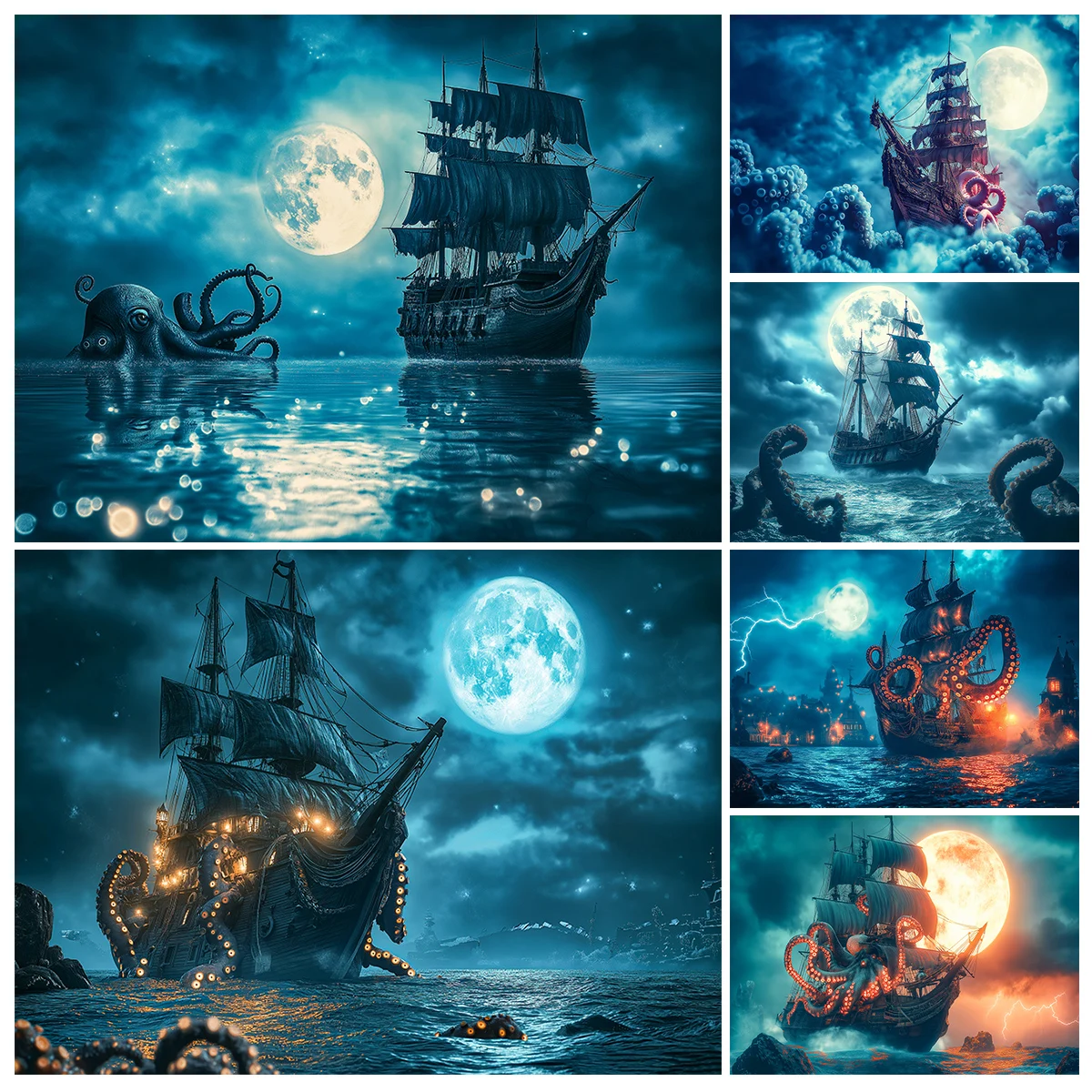 Sea Monsters Photography Backdrop Bright Moon And Pirate Boat Adult Birthday Party Decor Studio Backgrounds
Sea Monsters Photography Backdrop Bright Moon And Pirate Boat Adult Birthday Party Decor Studio Backgrounds