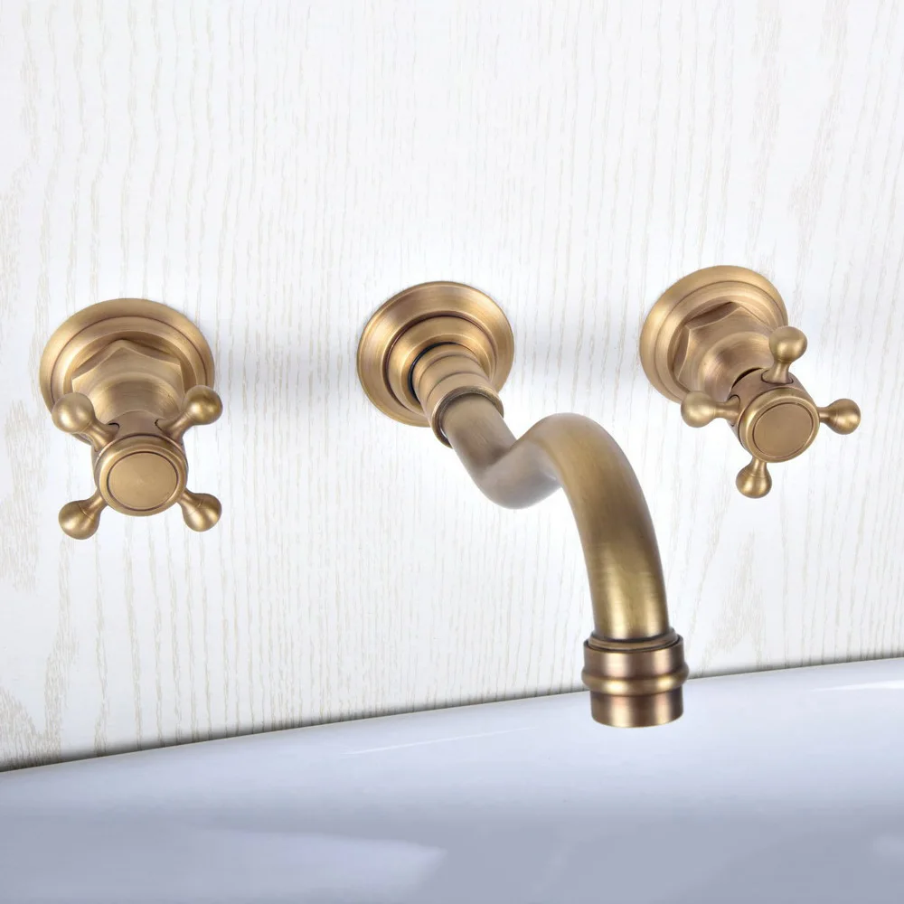 Antique Brass Bathroom Brass Dual Cross Handles Basin Sink Faucet Wall Mount Bathroom Mixer Tap Nsf512
Antique Brass Bathroom Brass Dual Cross Handles Basin Sink Faucet Wall Mount Bathroom Mixer Tap Nsf512