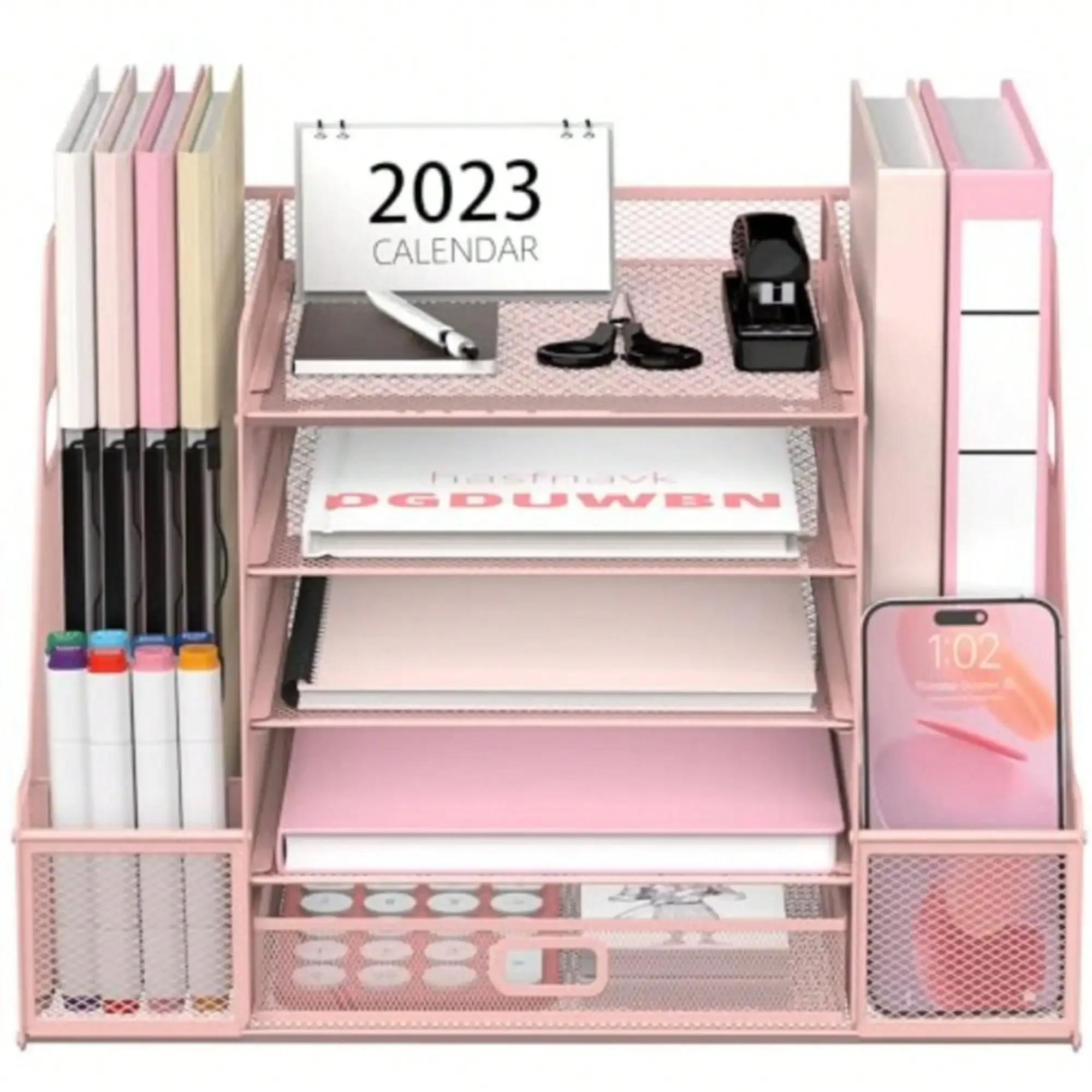 Mesh Desk Organizer With File Holder, 5-Tier Paper Letter Tray Organizer With Magazine Holder, Desktop Organizer And Sto
Mesh Desk Organizer With File Holder, 5-Tier Paper Letter Tray Organizer With Magazine Holder, Desktop Organizer And Sto