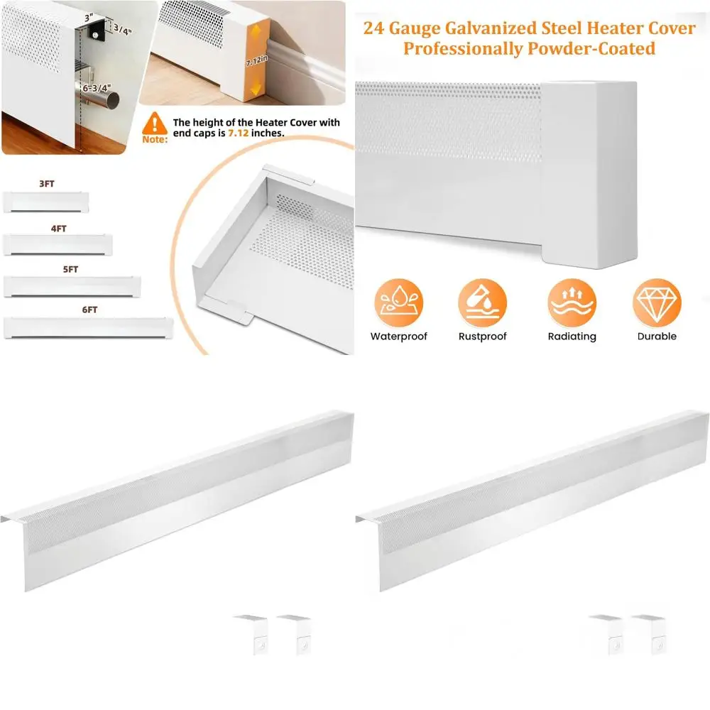 2-Pack Galvanized Steel Baseboard Heater Covers - Easy Slip-On Replacement for Rusty Electric or Hydronic Heaters
2-Pack Galvanized Steel Baseboard Heater Covers - Easy Slip-On Replacement for Rusty Electric or Hydronic Heaters