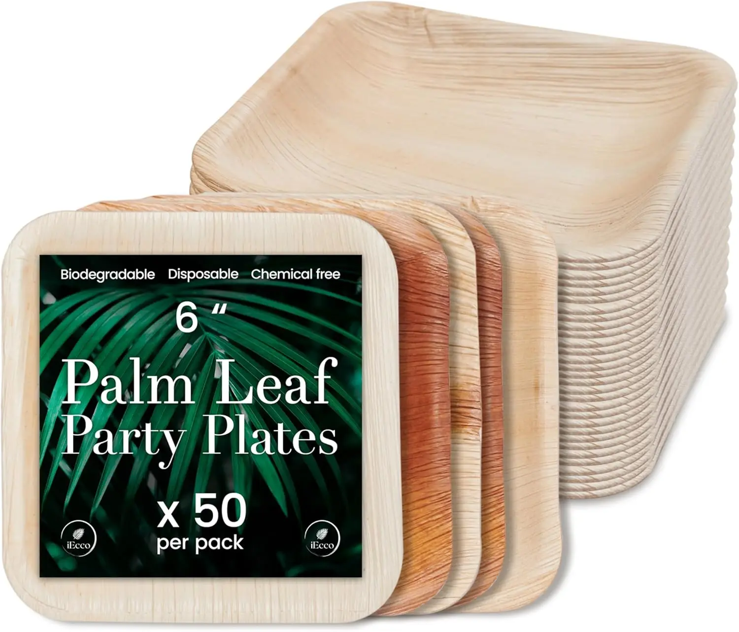 6 Inch Square Palm Leaf Plates - Compostable, Grease Resistant & Sturdy, Natural Disposable Dinnerware for Parties
6 Inch Square Palm Leaf Plates - Compostable, Grease Resistant & Sturdy, Natural Disposable Dinnerware for Parties