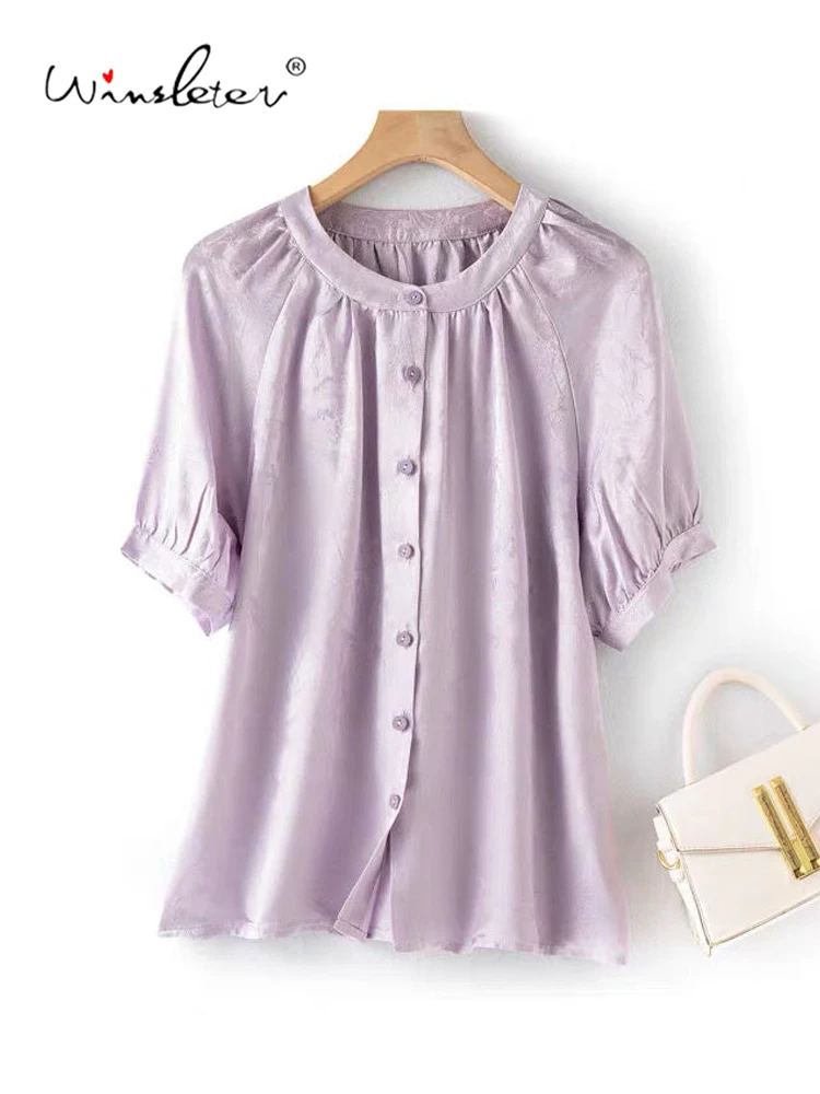 Winsleter-100%Real Silk Elegant Shirt, O Neck Short Sleeve Jacquard, Women Versatile Commute Blouse, 2026 Summer New T67164CC
Winsleter-100%Real Silk Elegant Shirt, O Neck Short Sleeve Jacquard, Women Versatile Commute Blouse, 2026 Summer New T67164CC