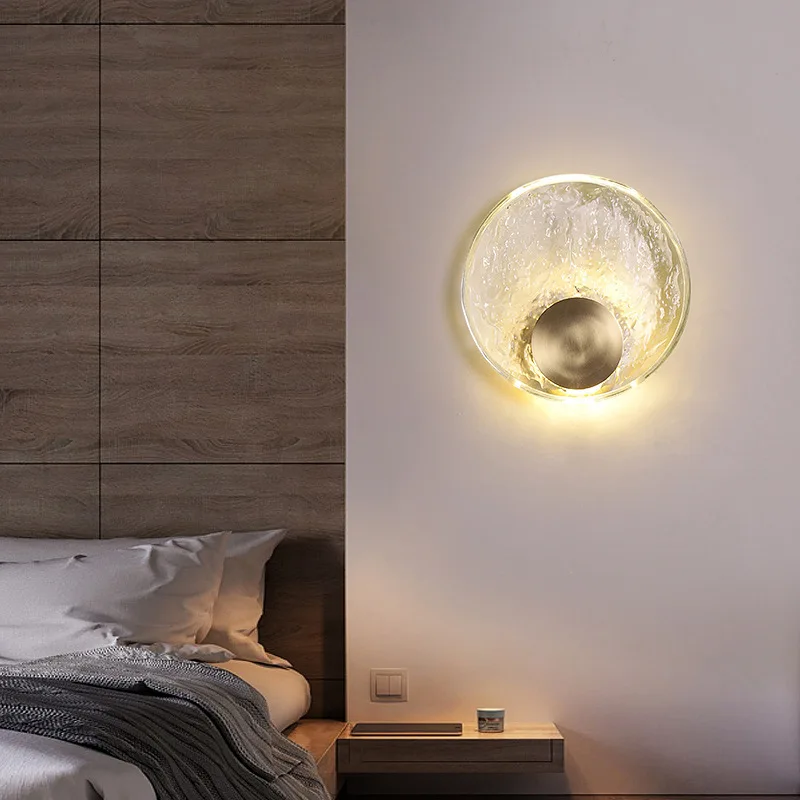 All copper light luxury designer bedroom bedside simple round crystal wall lamp living room background wall corridor light
All copper light luxury designer bedroom bedside simple round crystal wall lamp living room background wall corridor light